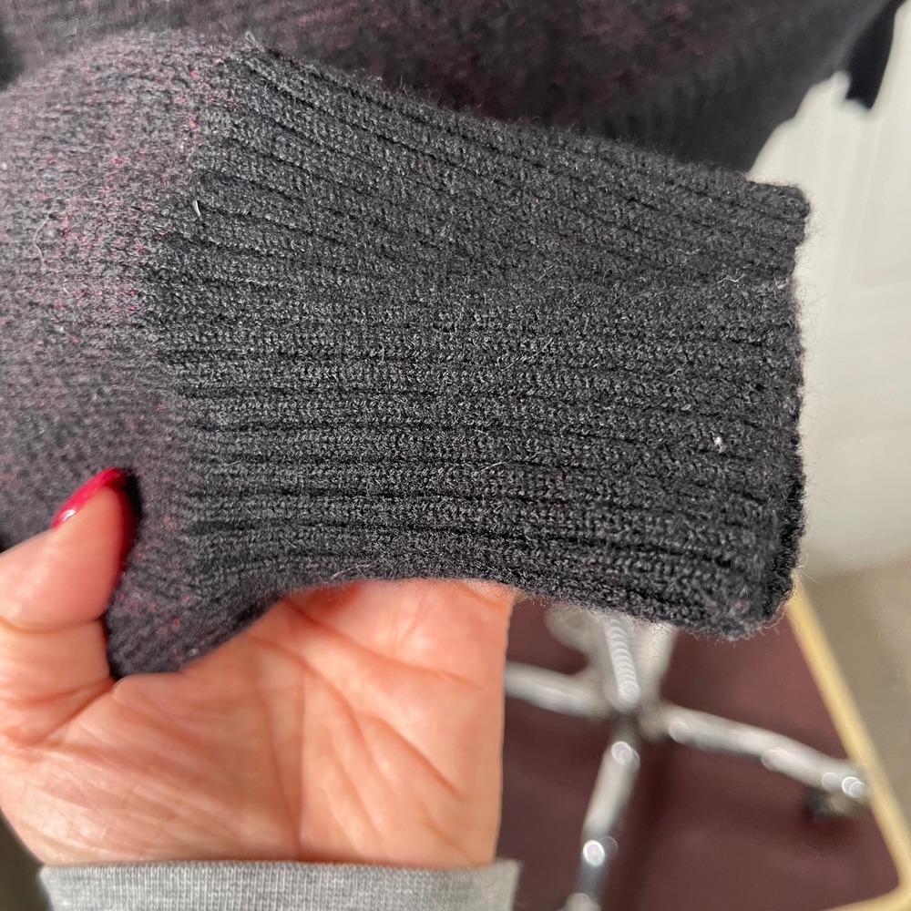 Vintage 80's PROFILE 100% Wool Sweater • Black Red Nordic Ski Geometric Knit • L - Picture 6 of 14